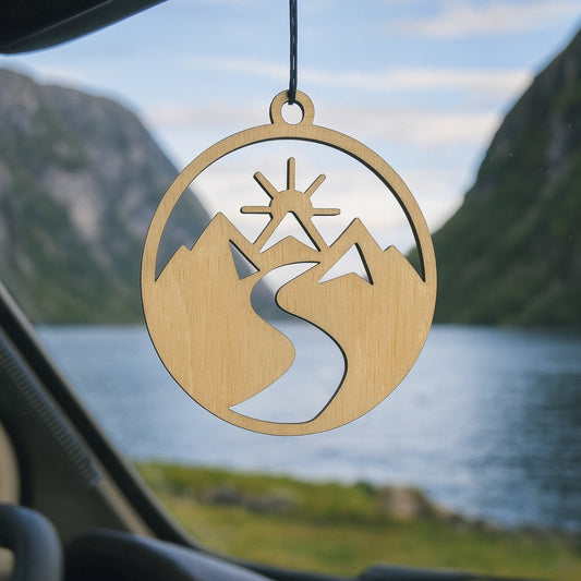 Holzanhänger „Outdoor Edition Road“ – Naturmotive für Camper, Vanlife & Zuhause